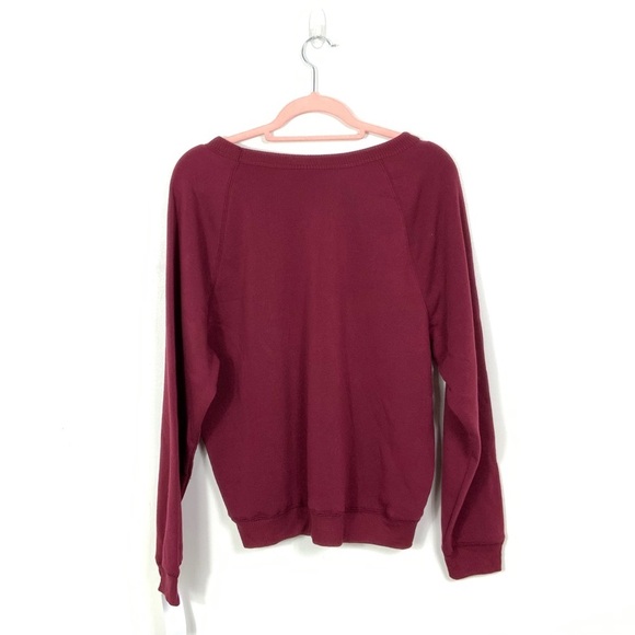 Harry Potter sweatshirt burgundy gold metallic Trouble Finds Me scoop neck soft - Picture 3 of 6